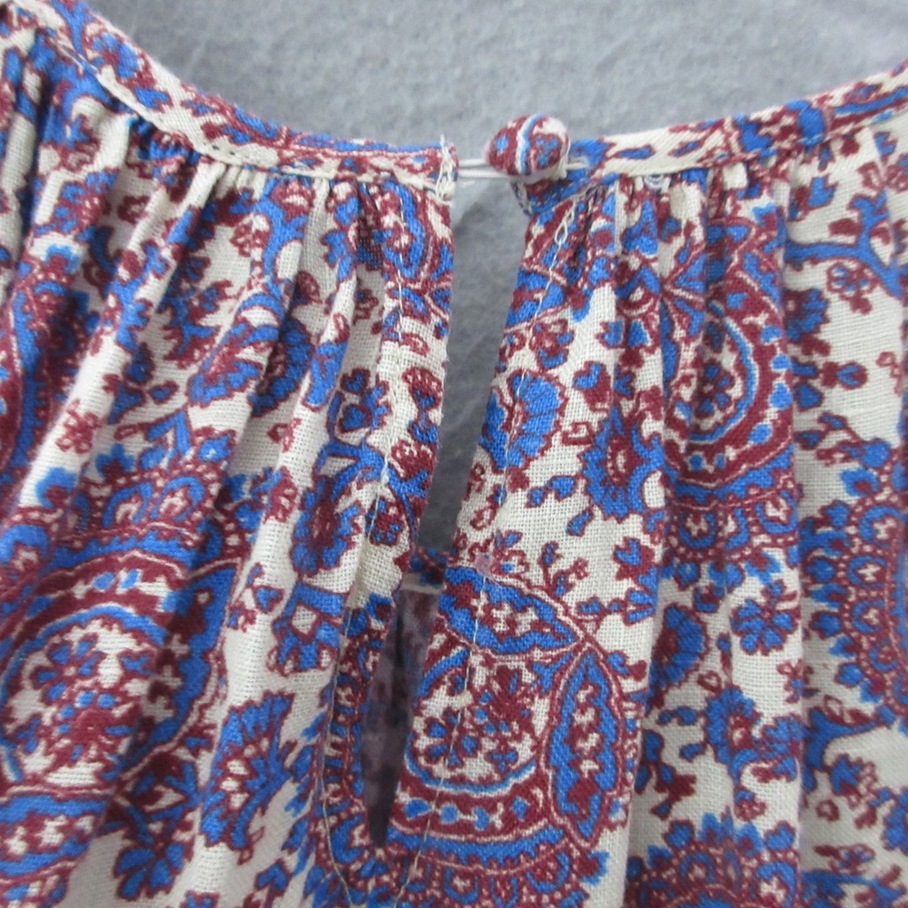 J Crew Dress MT Linen Palermo Smocked Waist Floral Bouquet Boho Cottage Core - Picture 6 of 11